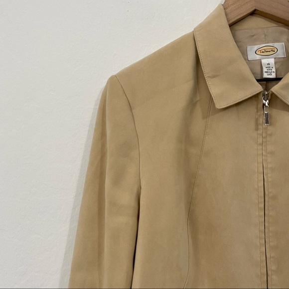 Talbots Women’s 10 Beige Microfiber Full Zip Basic Jacket Collared Casual Lined - Picture 10 of 10